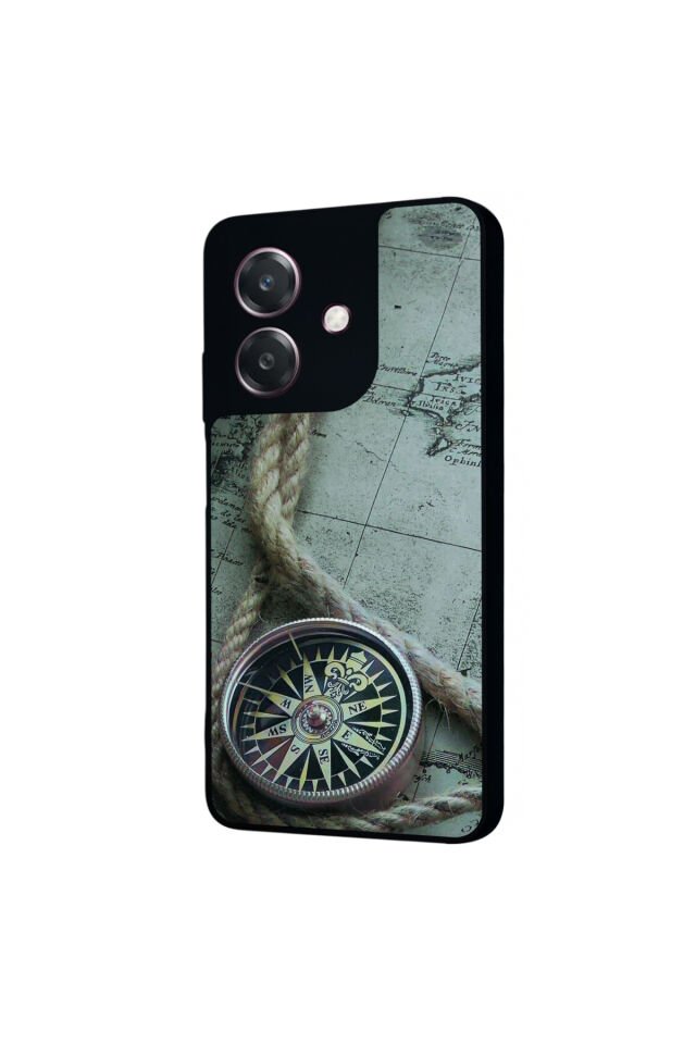 Oppo A3 5G Uyumlu Pusula Tasarımlı Glossy Premium Kılıf