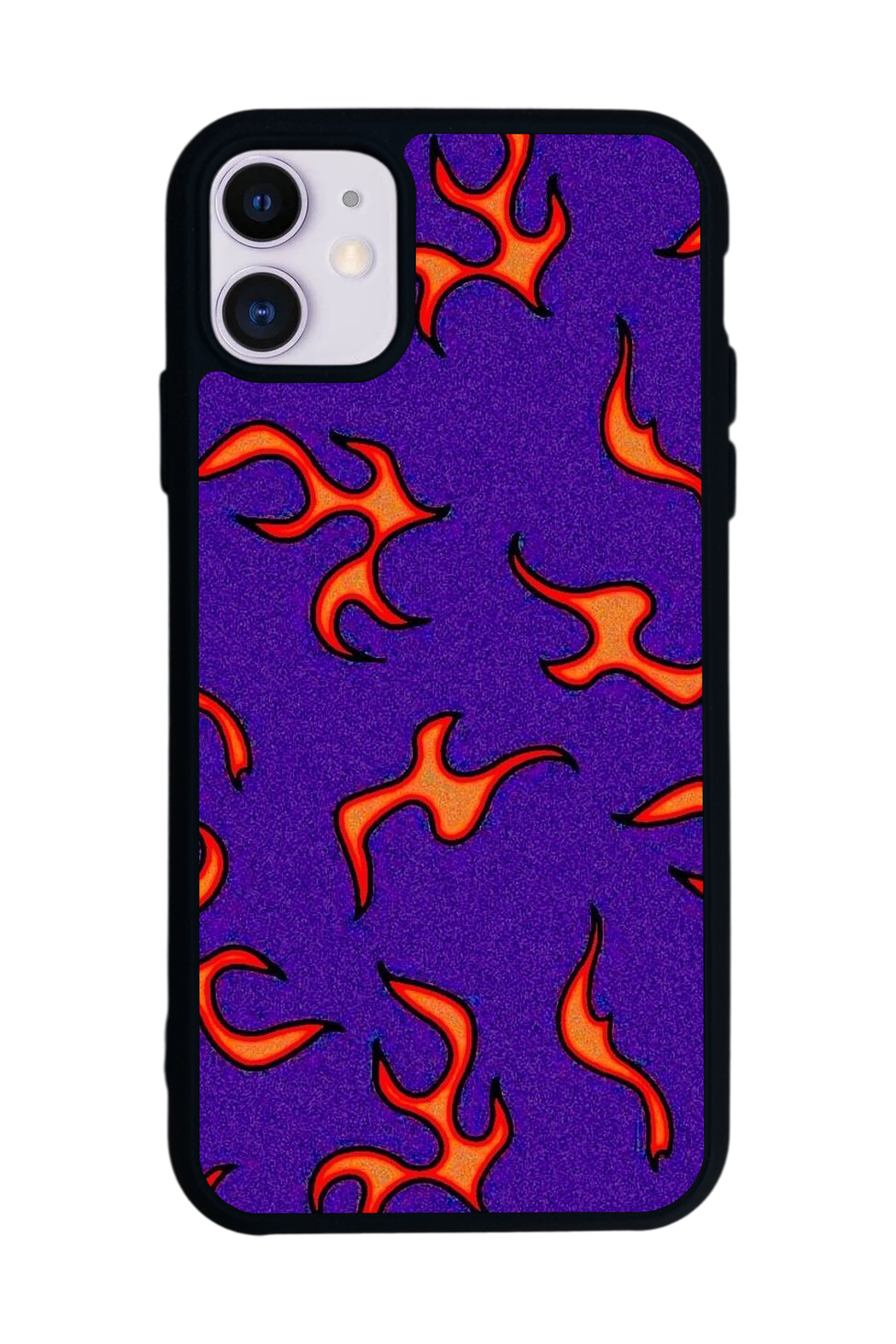 iPhone 11 Uyumlu Retro Flame Patterns Tasarımlı Glossy Premium Kılıf