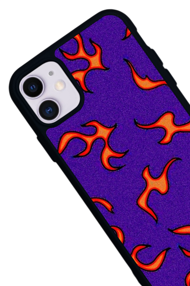 iPhone 11 Uyumlu Retro Flame Patterns Tasarımlı Glossy Premium Kılıf