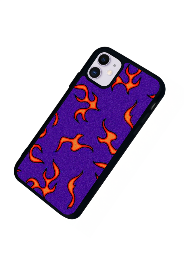 iPhone 11 Uyumlu Retro Flame Patterns Tasarımlı Glossy Premium Kılıf