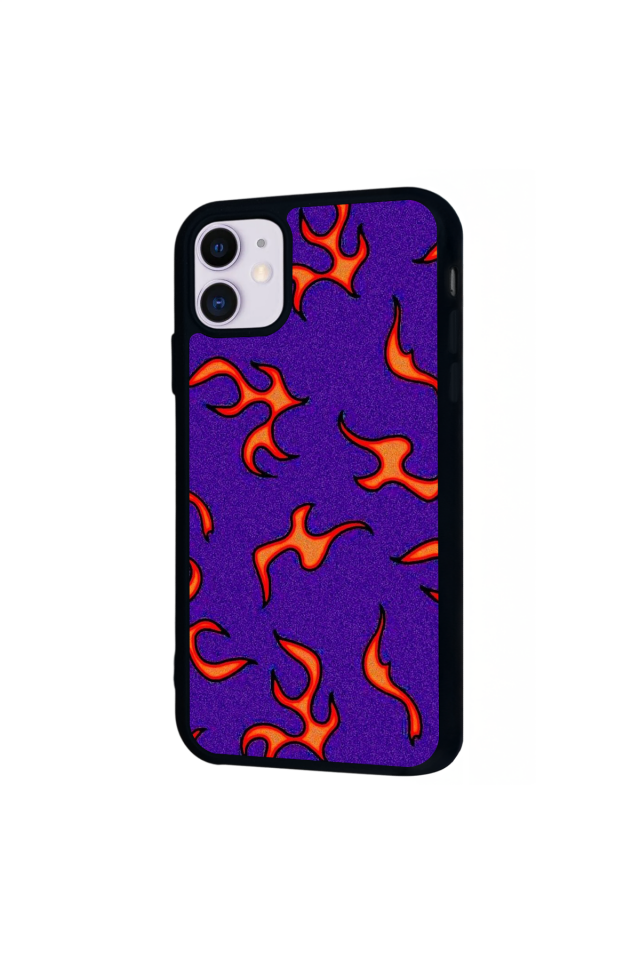 iPhone 11 Uyumlu Retro Flame Patterns Tasarımlı Glossy Premium Kılıf