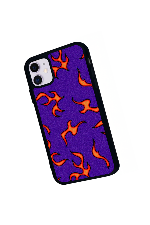 iPhone 11 Uyumlu Retro Flame Patterns Tasarımlı Glossy Premium Kılıf