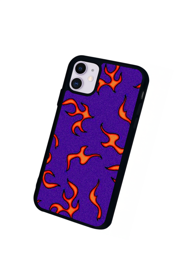 iPhone 11 Uyumlu Retro Flame Patterns Tasarımlı Glossy Premium Kılıf