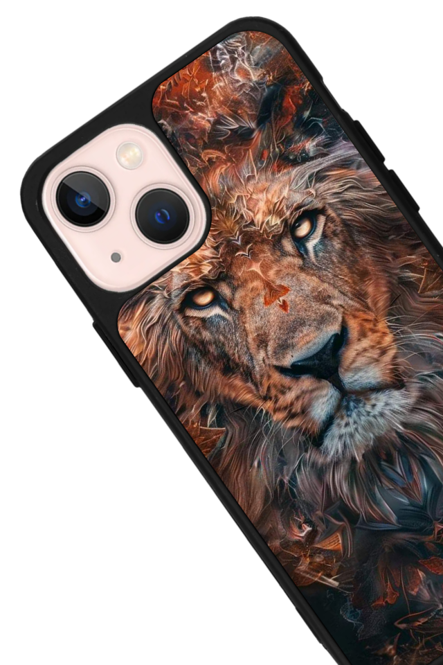 iPhone 14 Plus Uyumlu Aslan Tasarımlı Glossy Premium Kılıf