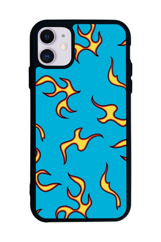 iPhone 11 Uyumlu Retro Flame Patterns Tasarımlı Glossy Premium Kılıf