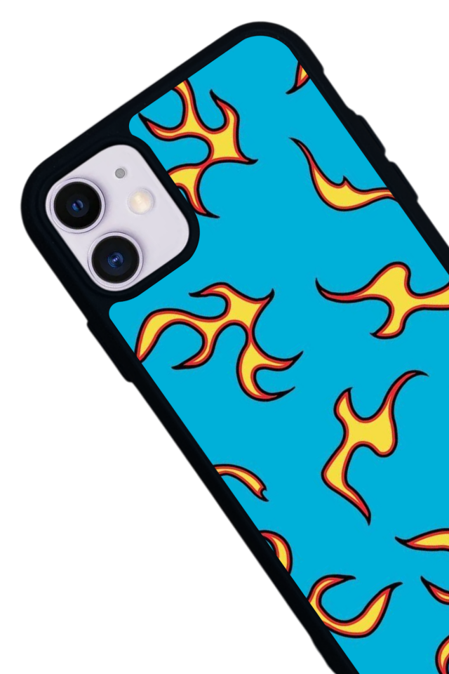 iPhone 11 Uyumlu Retro Flame Patterns Tasarımlı Glossy Premium Kılıf