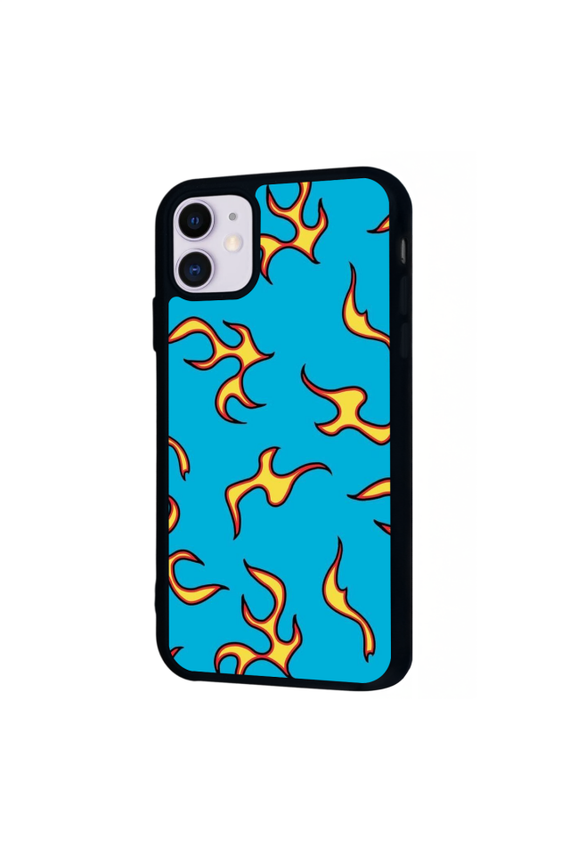 iPhone 11 Uyumlu Retro Flame Patterns Tasarımlı Glossy Premium Kılıf
