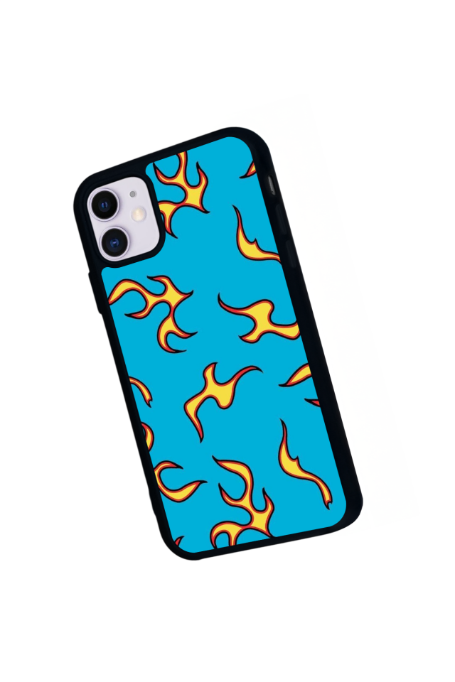 iPhone 11 Uyumlu Retro Flame Patterns Tasarımlı Glossy Premium Kılıf