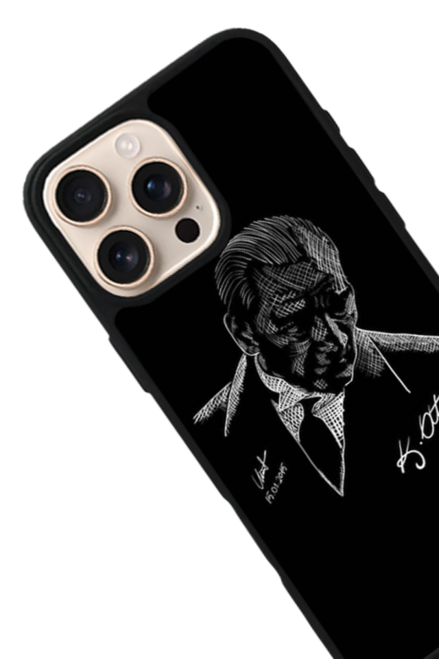 iPhone 15 Pro Uyumlu Mustafa Kemal Ataturk Tasarımlı Glossy Premium Kılıf