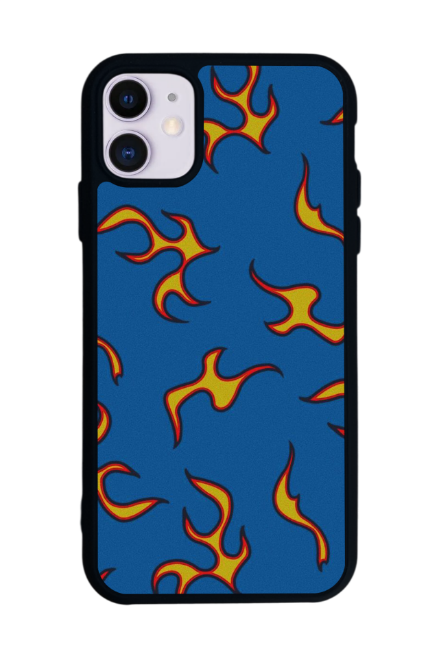 iPhone 11 Uyumlu Retro Flame Patterns Tasarımlı Glossy Premium Kılıf