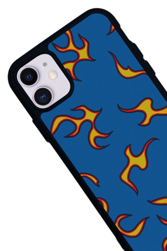 iPhone 11 Uyumlu Retro Flame Patterns Tasarımlı Glossy Premium Kılıf