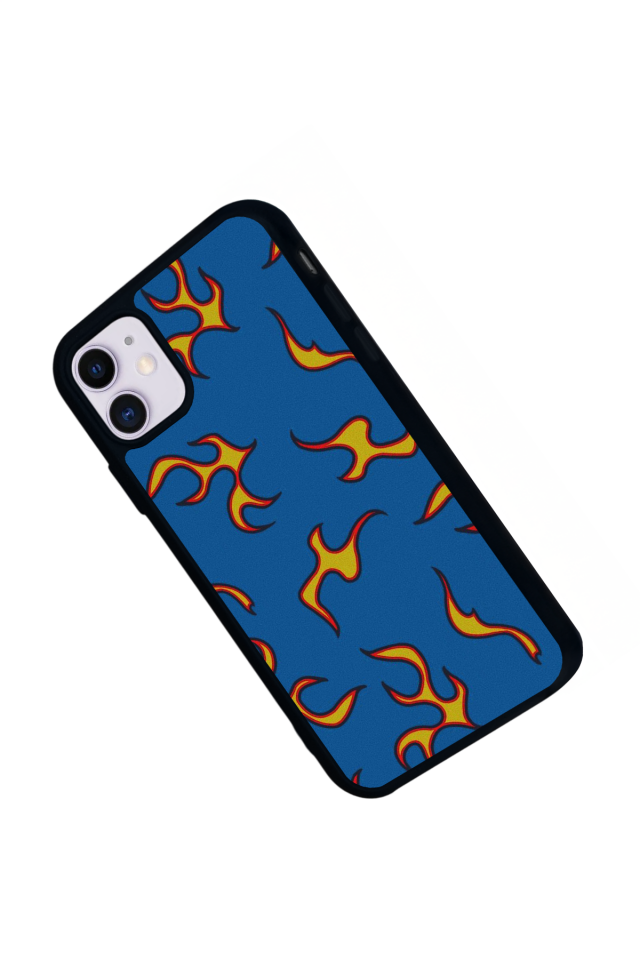 iPhone 11 Uyumlu Retro Flame Patterns Tasarımlı Glossy Premium Kılıf