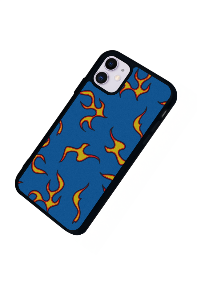 iPhone 11 Uyumlu Retro Flame Patterns Tasarımlı Glossy Premium Kılıf