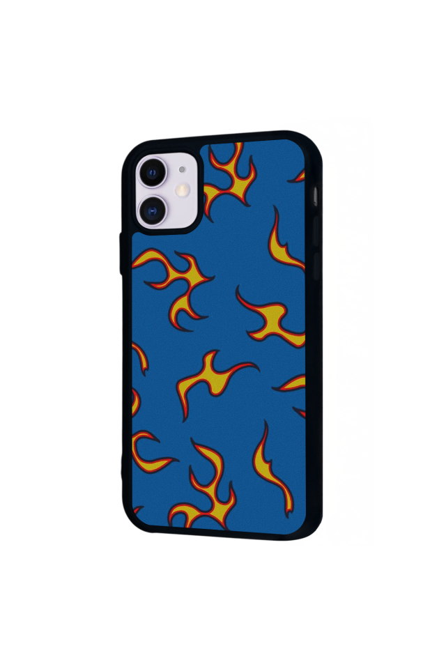 iPhone 11 Uyumlu Retro Flame Patterns Tasarımlı Glossy Premium Kılıf
