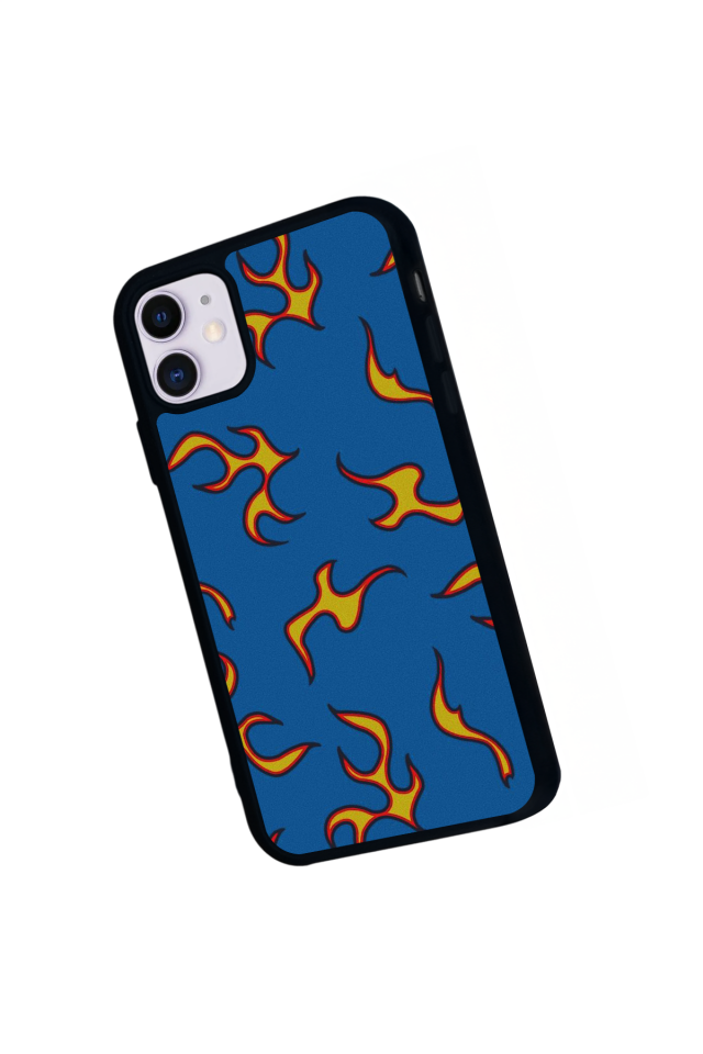 iPhone 11 Uyumlu Retro Flame Patterns Tasarımlı Glossy Premium Kılıf