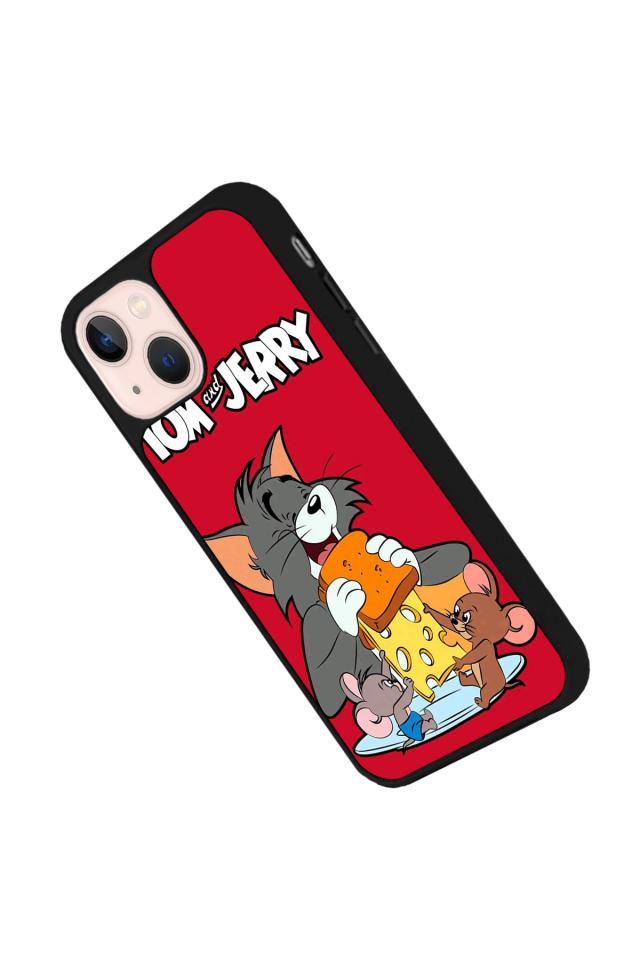 iPhone 13 Mini Uyumlu Tom And Jerry Tasarımlı Glossy Premium Kılıf