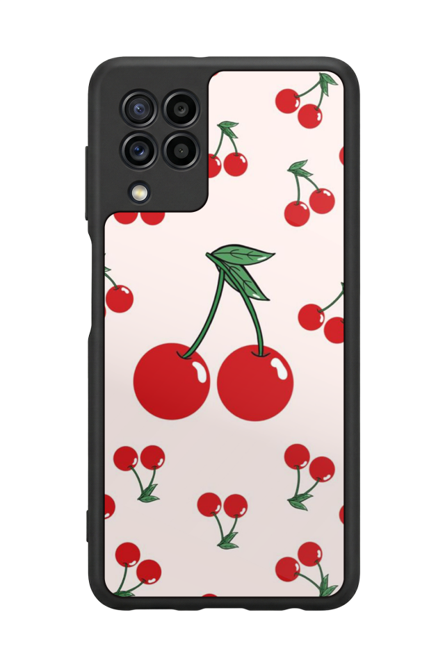Samsung Galaxy M32 Uyumlu Kiraz Tasarımlı Glossy Premium Kılıf