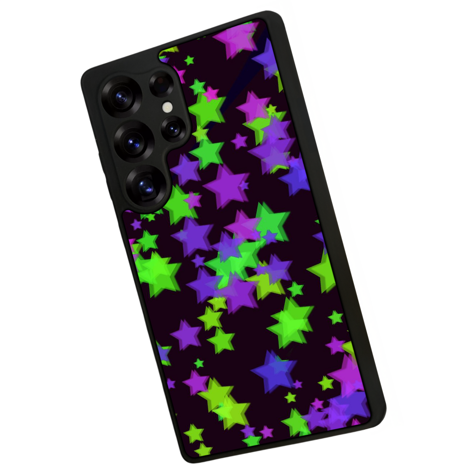 Samsung Galaxy S25 Ultra Uyumlu Retro Yildizlar Tasarımlı Glossy Premium Kılıf