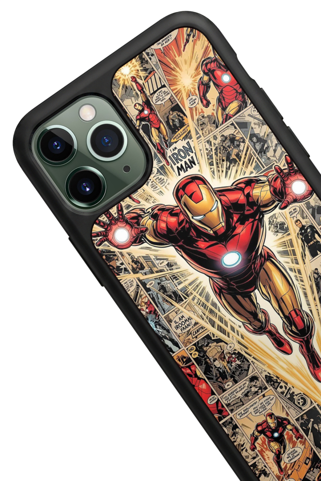 iPhone 11 Pro Max Uyumlu  Iron Man ( Demir Adam ) Tasarımlı Glossy Premium Kılıf