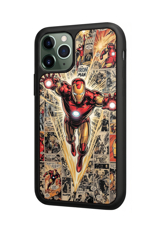 iPhone 11 Pro Max Uyumlu  Iron Man ( Demir Adam ) Tasarımlı Glossy Premium Kılıf
