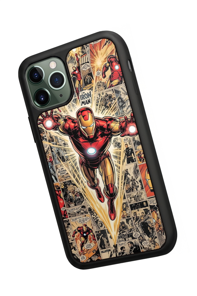 iPhone 11 Pro Max Uyumlu  Iron Man ( Demir Adam ) Tasarımlı Glossy Premium Kılıf