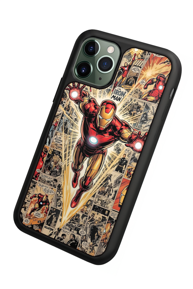 iPhone 11 Pro Max Uyumlu  Iron Man ( Demir Adam ) Tasarımlı Glossy Premium Kılıf