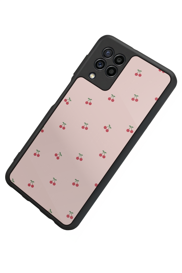 Samsung Galaxy M32 Uyumlu Kiraz Tasarımlı Glossy Premium Kılıf