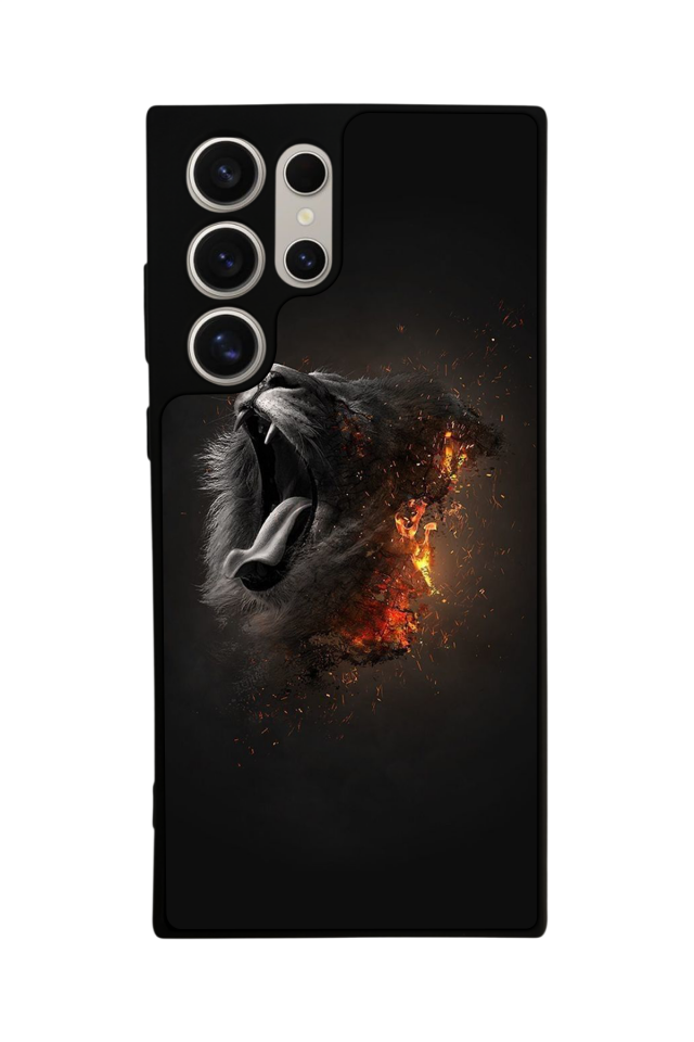 Samsung Galaxy S22 Ultra Uyumlu Aslan Tasarımlı Glossy Premium Kılıf