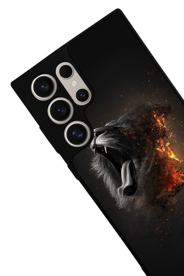 Samsung Galaxy S22 Ultra Uyumlu Aslan Tasarımlı Glossy Premium Kılıf
