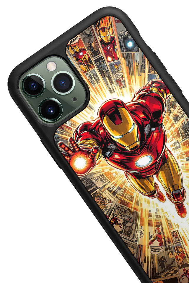 iPhone 11 Pro Max Uyumlu  Iron Man ( Demir Adam ) Tasarımlı Glossy Premium Kılıf