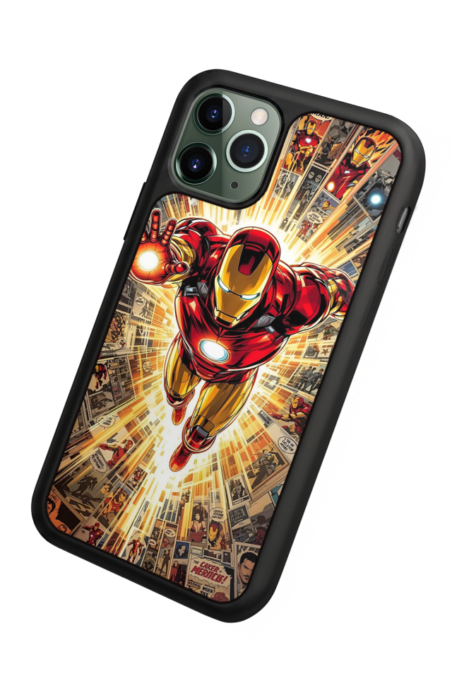 iPhone 11 Pro Max Uyumlu  Iron Man ( Demir Adam ) Tasarımlı Glossy Premium Kılıf
