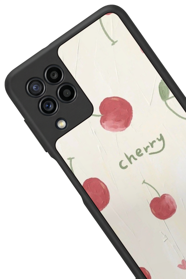 Samsung Galaxy M32 Uyumlu Kiraz Tasarımlı Glossy Premium Kılıf