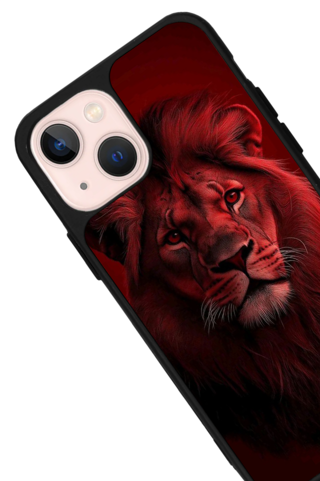 iPhone 14 Plus Uyumlu Aslan Tasarımlı Glossy Premium Kılıf