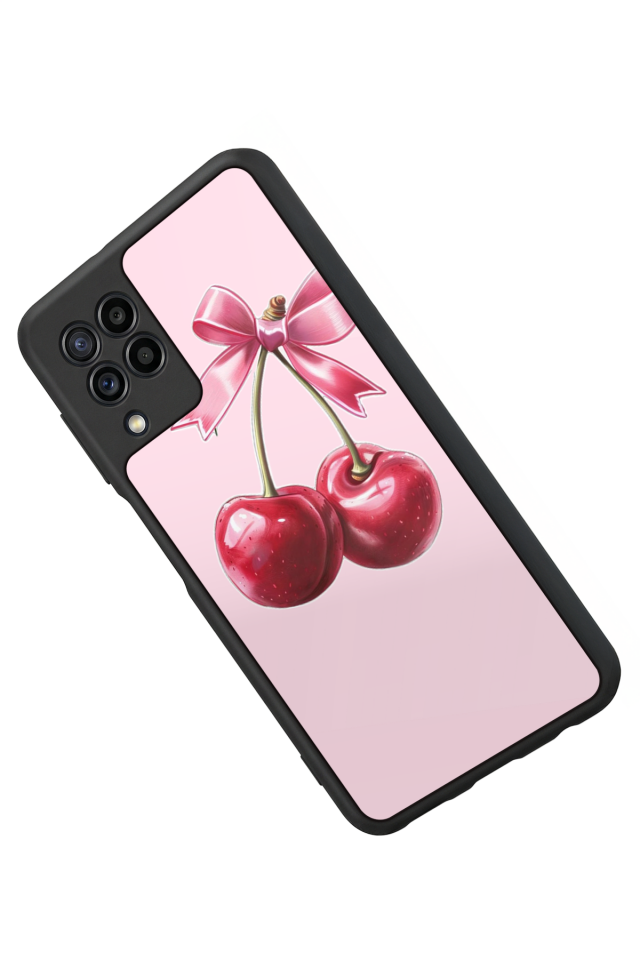 Samsung Galaxy M32 Uyumlu Kiraz Tasarımlı Glossy Premium Kılıf