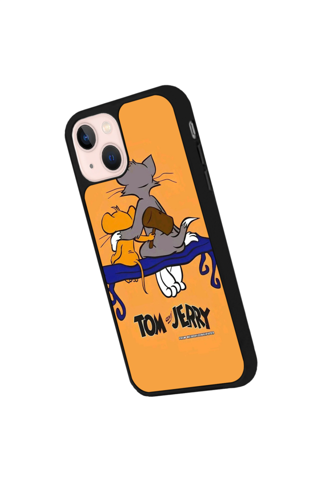 iPhone 13 Mini Uyumlu Tom And Jerry Tasarımlı Glossy Premium Kılıf