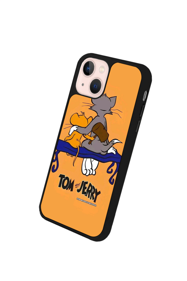 iPhone 13 Mini Uyumlu Tom And Jerry Tasarımlı Glossy Premium Kılıf