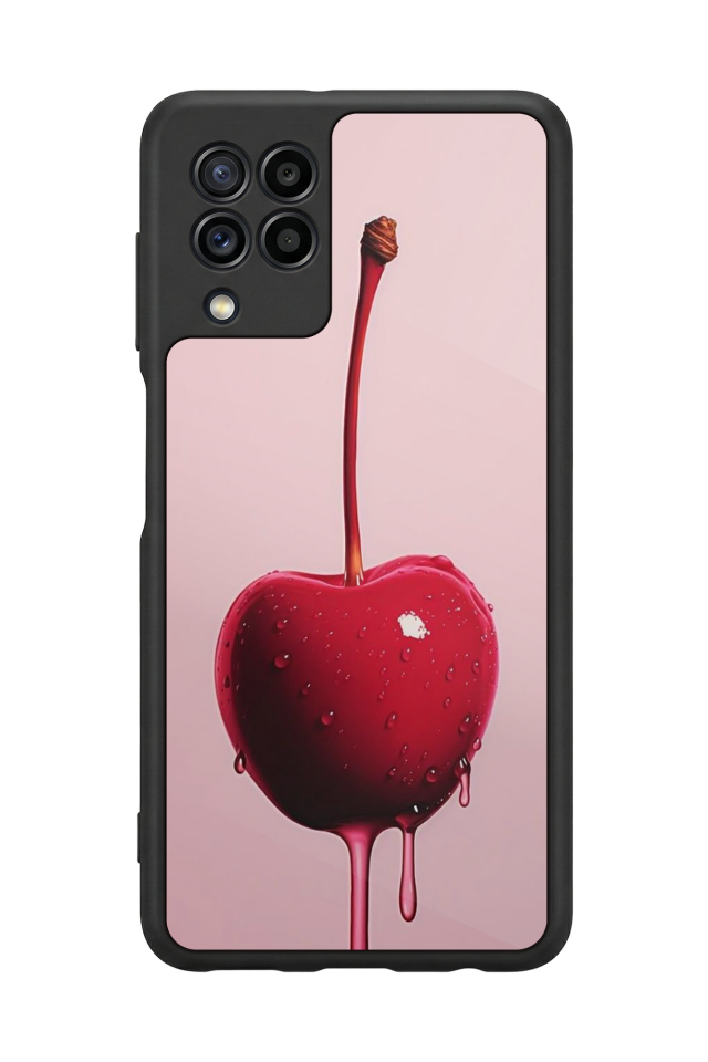 Samsung Galaxy M32 Uyumlu Kiraz Tasarımlı Glossy Premium Kılıf
