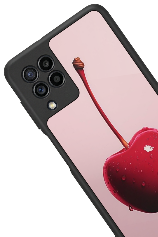 Samsung Galaxy M32 Uyumlu Kiraz Tasarımlı Glossy Premium Kılıf