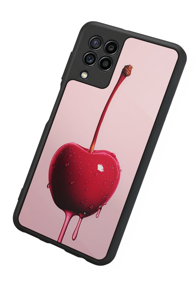 Samsung Galaxy M32 Uyumlu Kiraz Tasarımlı Glossy Premium Kılıf