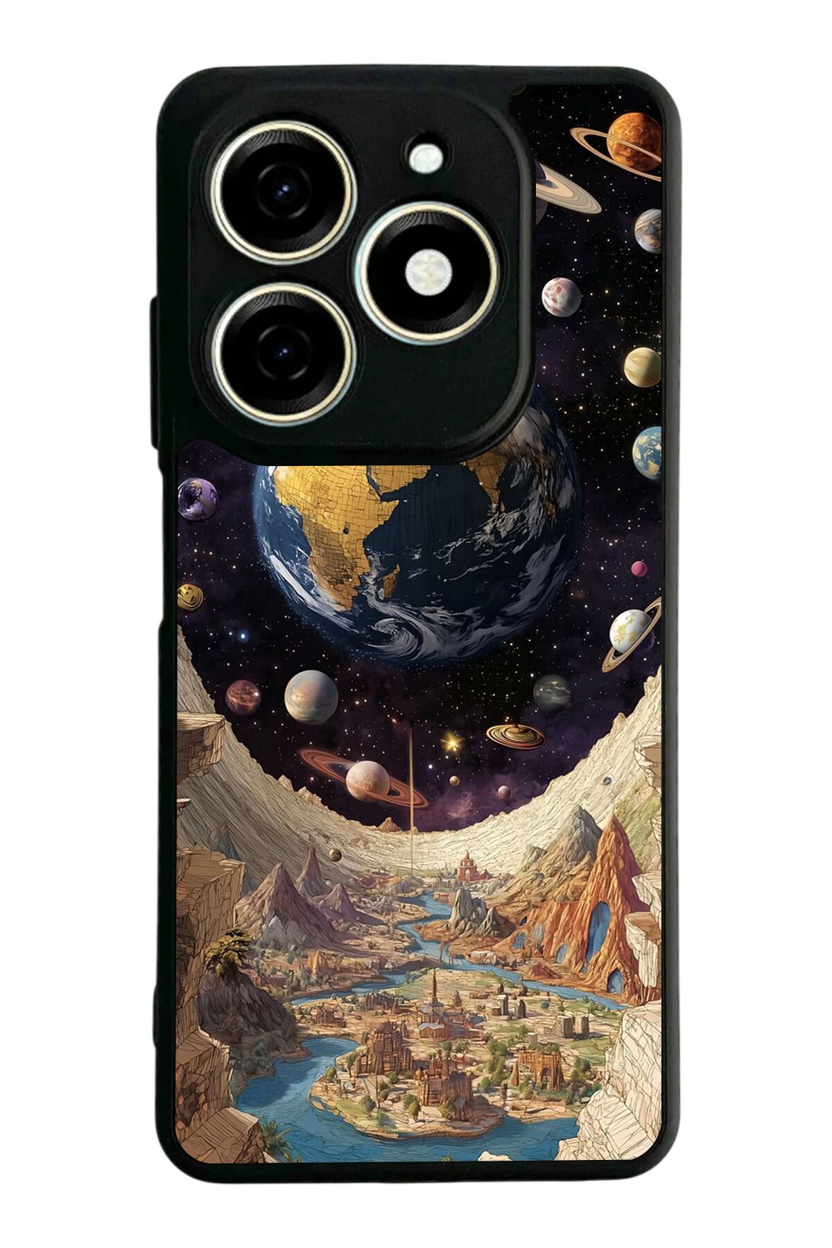 Tecno Spark 20/20C Uyumlu Uzay Tasarımlı Glossy Premium Kılıf