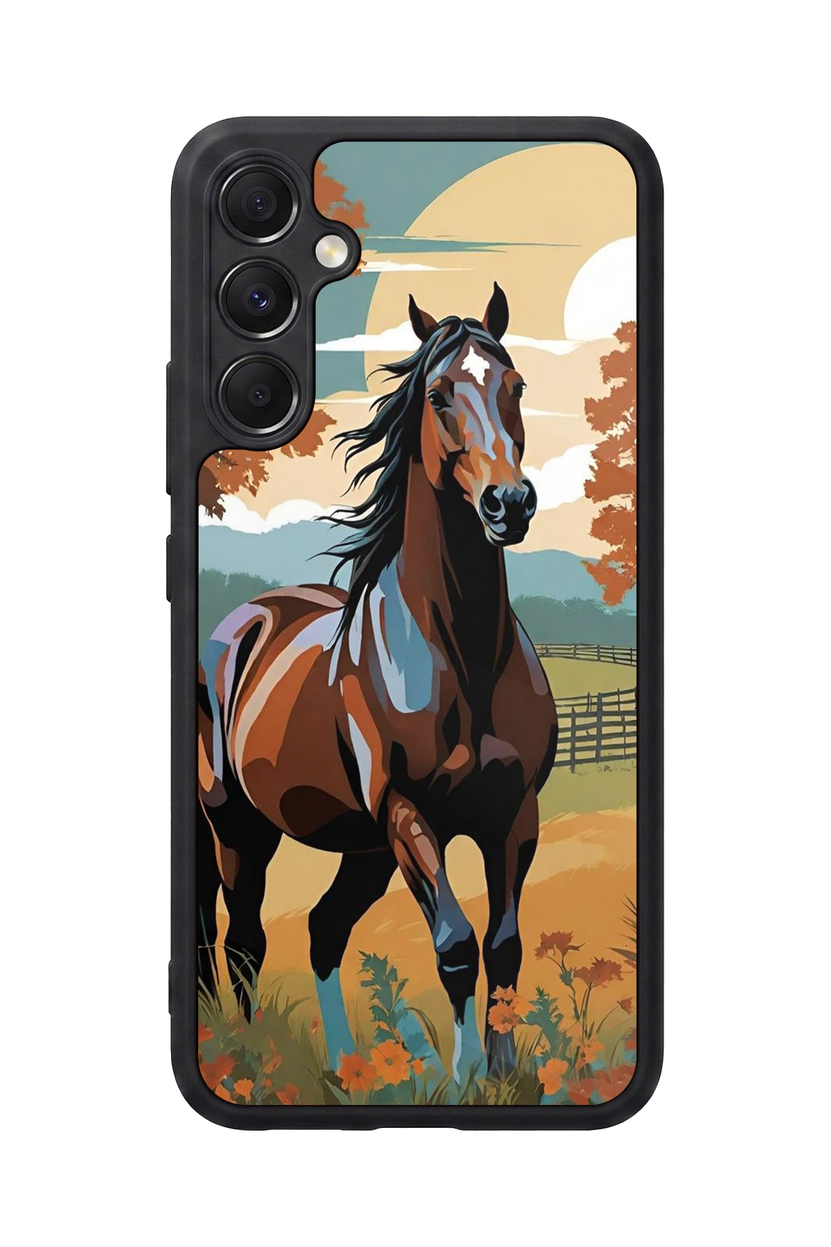 Samsung Galaxy M34 Uyumlu At Horse Tasarımlı Glossy Premium Kılıf