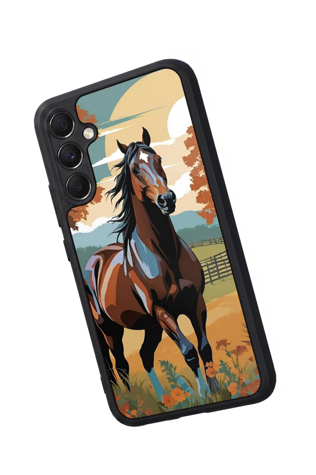 Samsung Galaxy M34 Uyumlu At Horse Tasarımlı Glossy Premium Kılıf