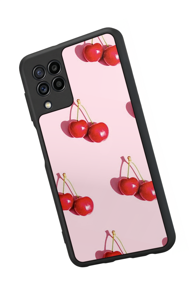 Samsung Galaxy M32 Uyumlu Kiraz Tasarımlı Glossy Premium Kılıf