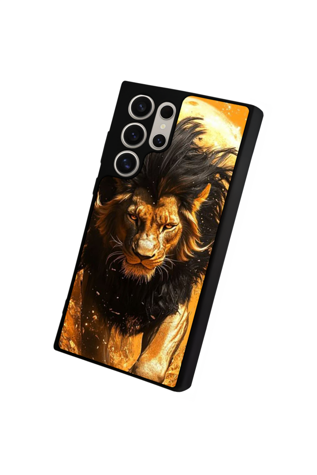 Samsung Galaxy S22 Ultra Uyumlu Aslan Tasarımlı Glossy Premium Kılıf