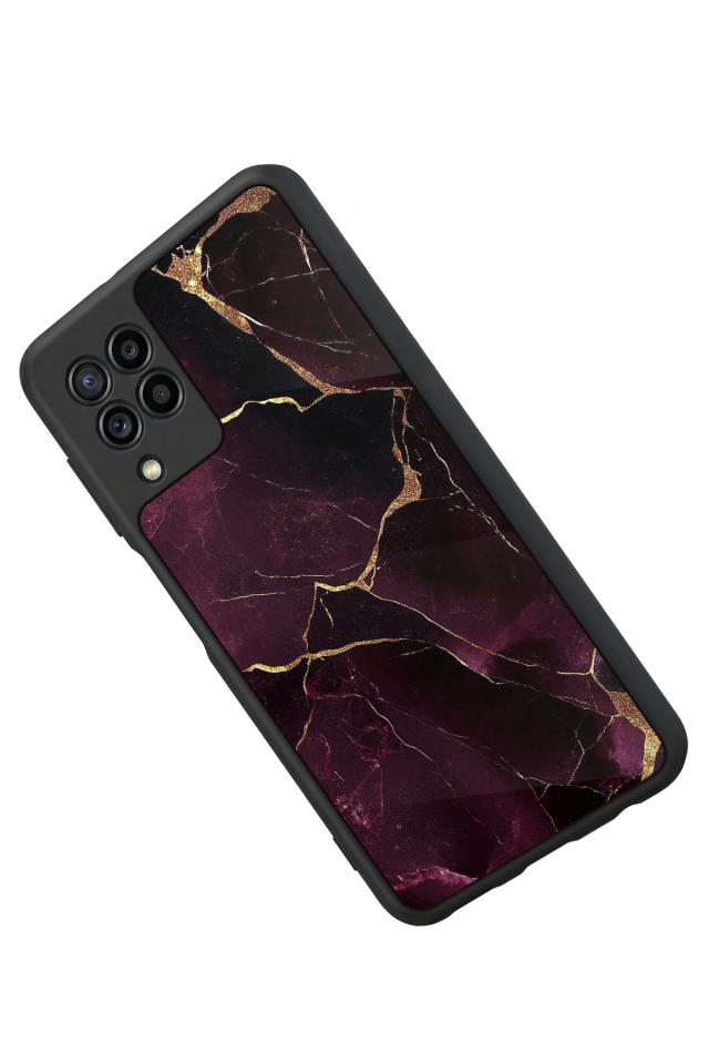 Samsung Galaxy M22 Uyumlu Mermer Marble Tasarımlı Glossy Premium Kılıf
