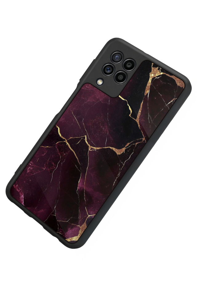 Samsung Galaxy M22 Uyumlu Mermer Marble Tasarımlı Glossy Premium Kılıf