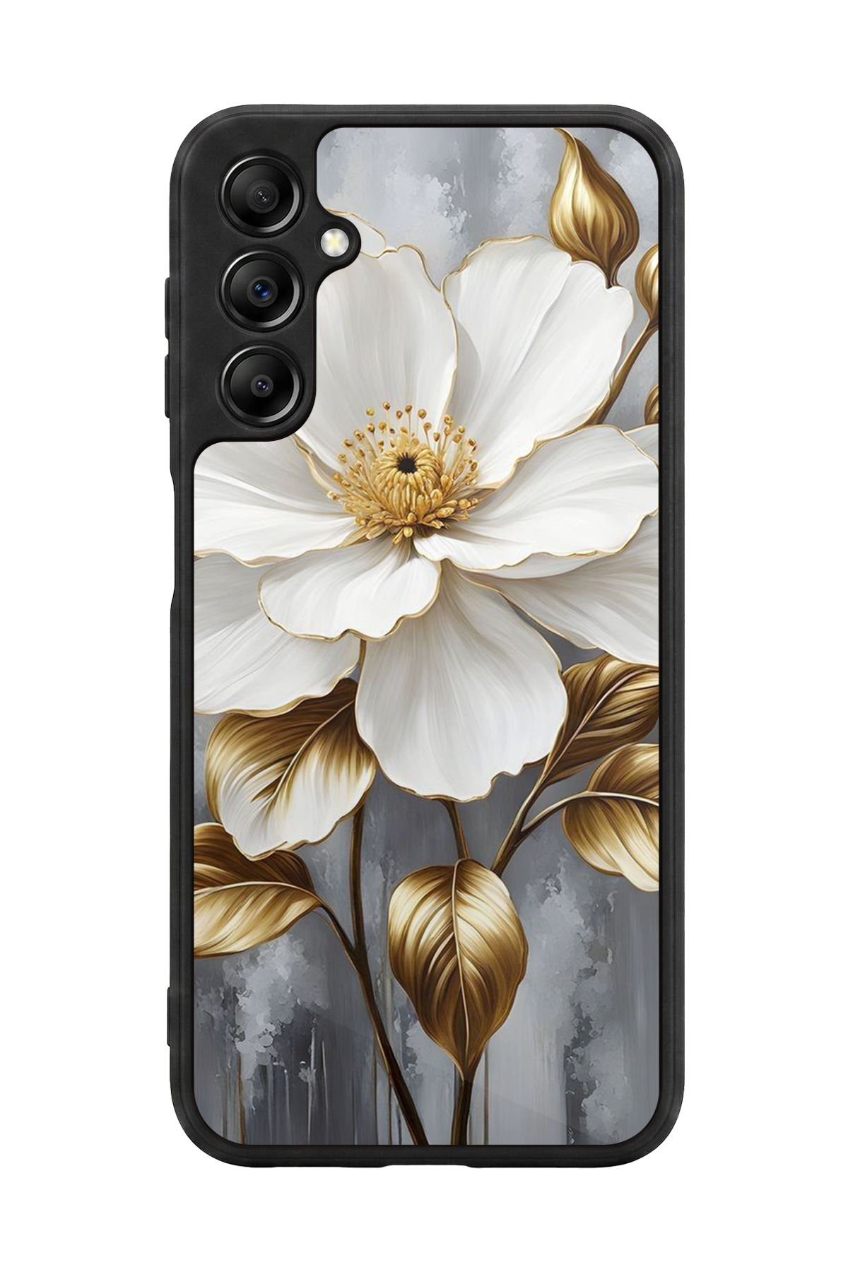 Samsung Galaxy A14 Uyumlu Yaldizli Cicek Tasarımlı Glossy Premium Kılıf