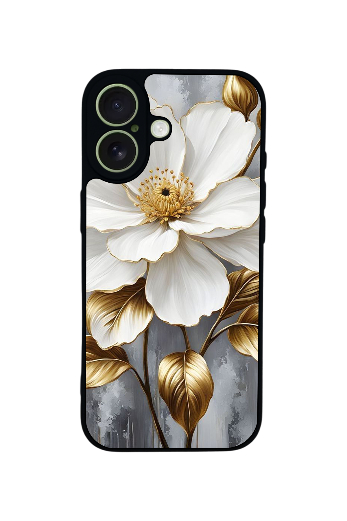 iPhone 17 Uyumlu Yaldizli Cicek Tasarımlı Glossy Premium Kılıf