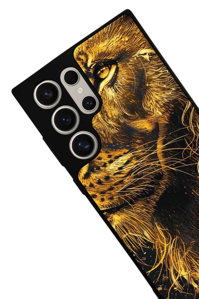 Samsung Galaxy S22 Ultra Uyumlu Aslan Tasarımlı Glossy Premium Kılıf