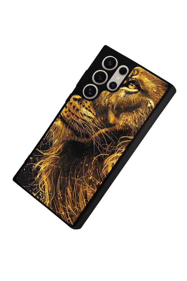 Samsung Galaxy S22 Ultra Uyumlu Aslan Tasarımlı Glossy Premium Kılıf